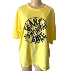 VTG Sears Warehouse Sale Unisex Bright Yellow SL Streetwear T-Shirt Top